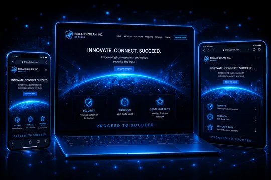 Responsive devices displaying website across screen sizes