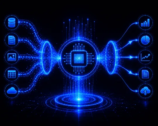 AI processing large volumes of data to support decisions